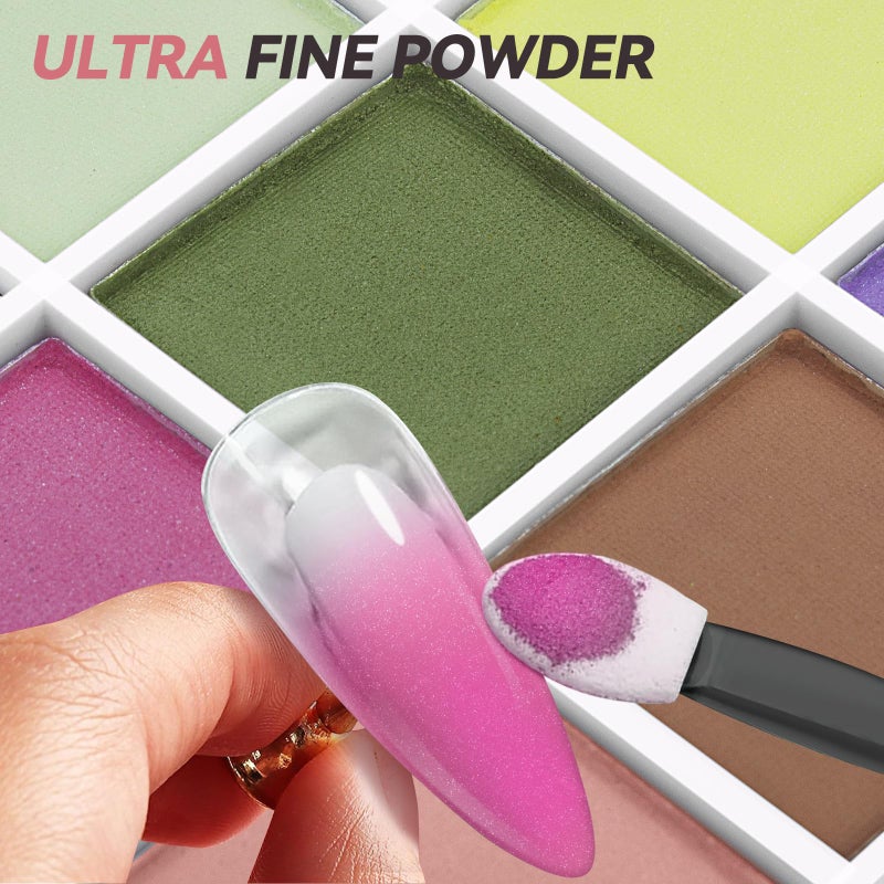 درمود لوحة ألوان بودرة تلوين الأظافر، هدايا مثالية لعيد الميلاد للنساء، 9 ألوان بودرة تلوين صلبة للأظافر، تدرج أومبري، مانيكير فرنسي، لوحة فن الأظافر، بودرة لامعة، ألوان فاتحة - Image 3